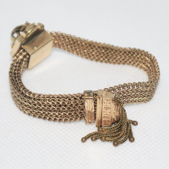 Antique Victorian GF Mesh Slider Bracelet - Picture 7 of 16